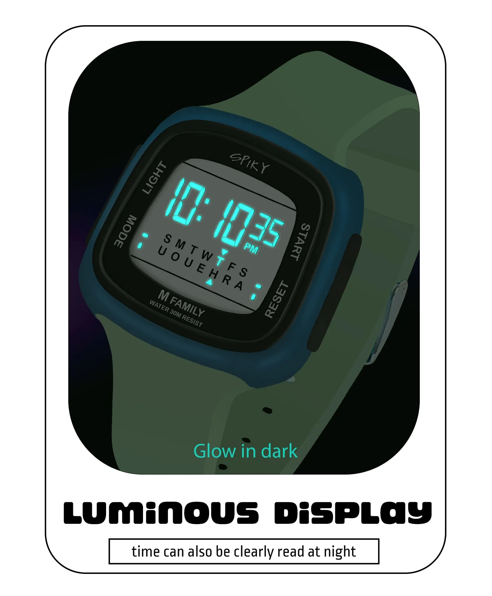 Spiky Unique Square Digital Watch for Kids - Black