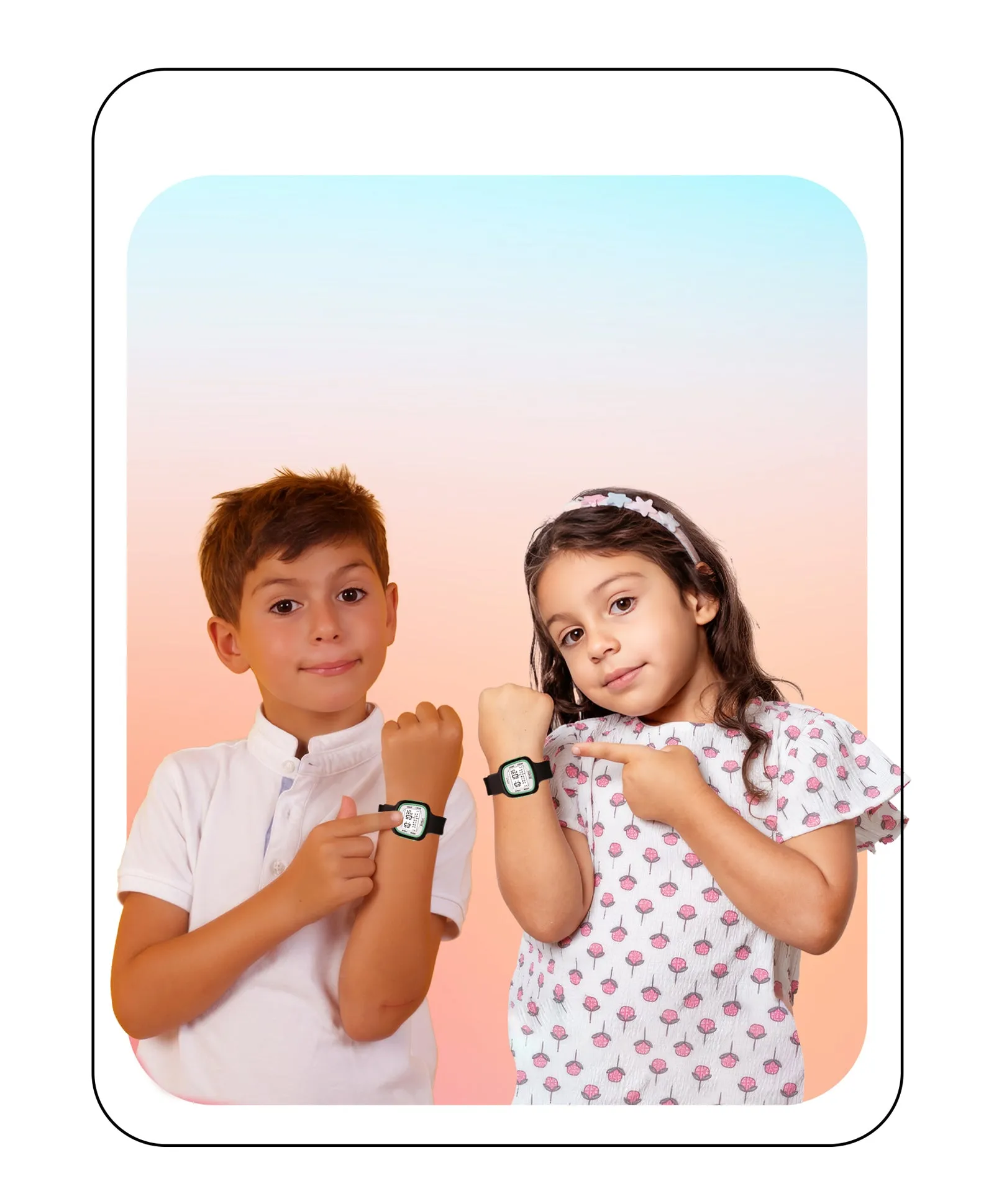 Spiky Unique Square Digital Watch for Kids - Black