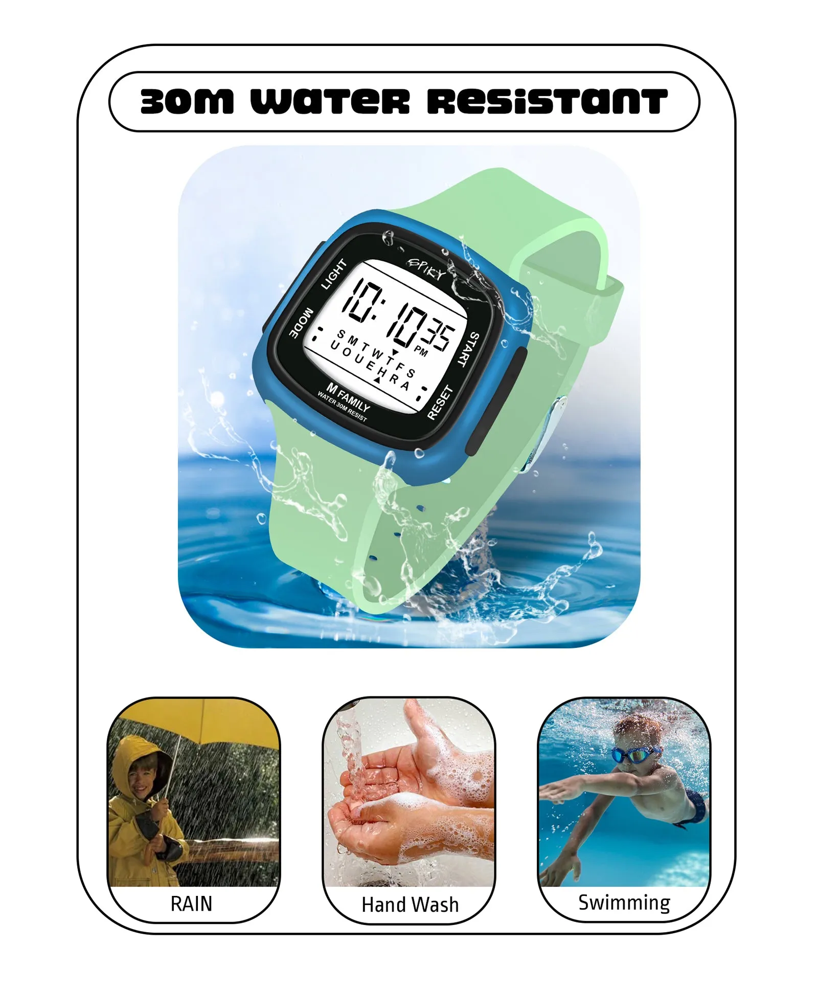 Spiky Unique Square Digital Watch for Kids - Black