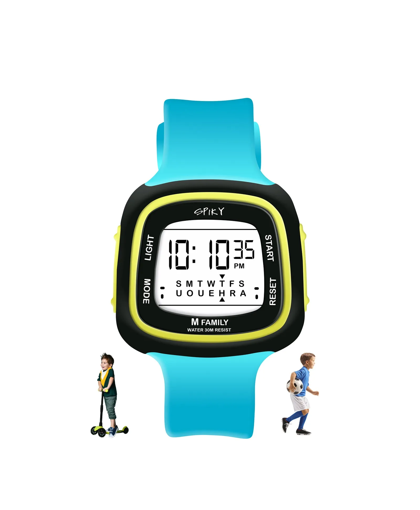 Spiky Unique Square Digital Watch for Kids - Black