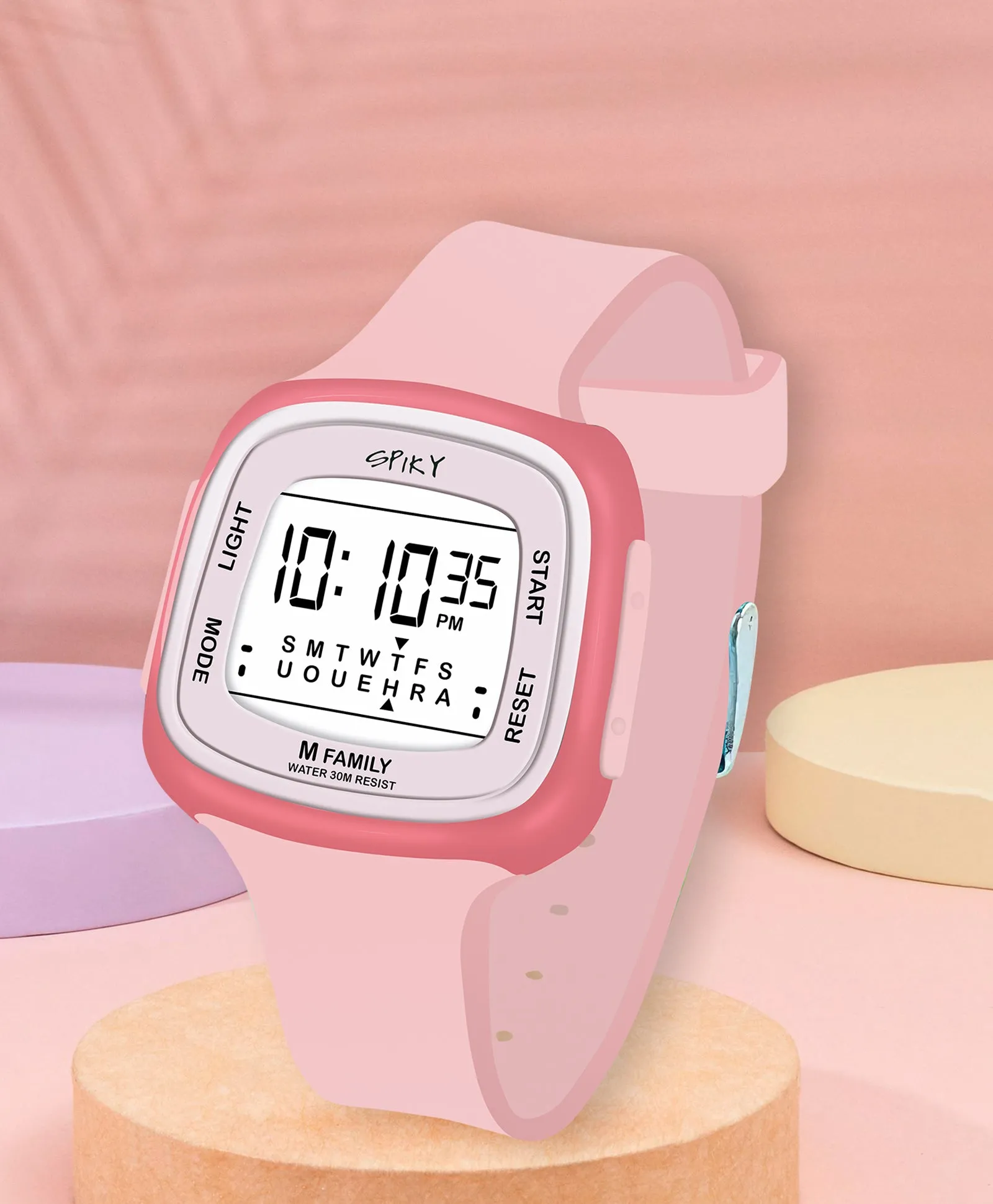 Spiky Unique Square Digital Watch for Kids - Black