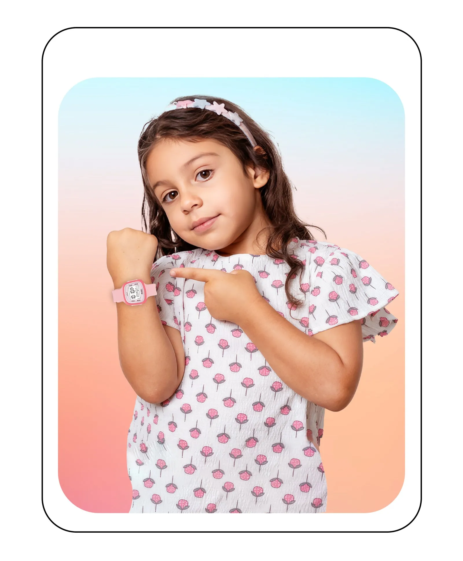Spiky Unique Square Digital Watch for Kids - Black
