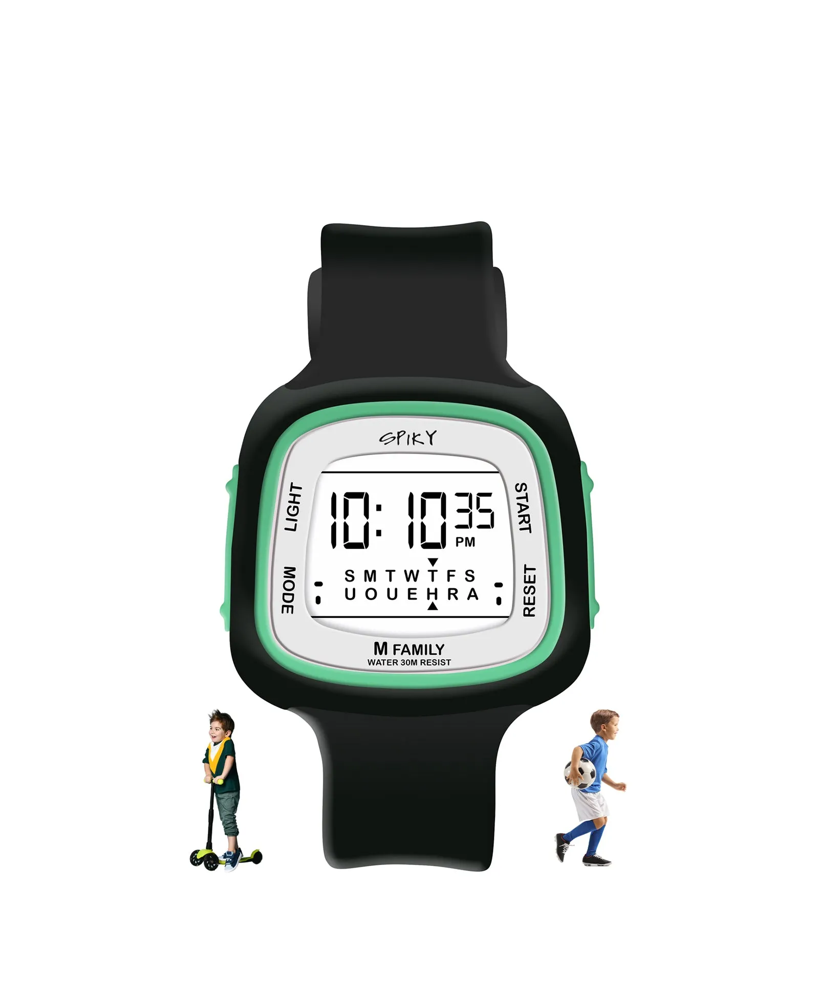 Spiky Unique Square Digital Watch for Kids - Black