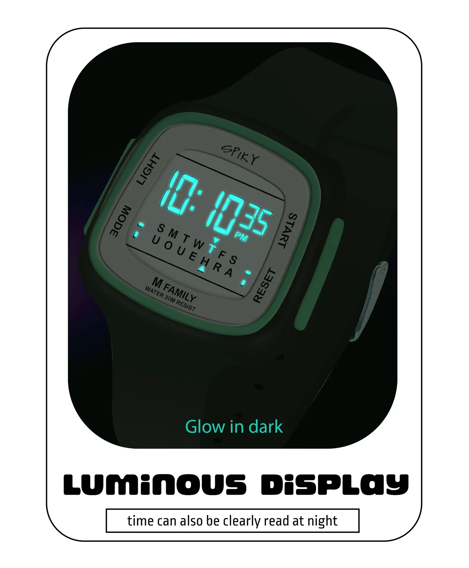 Spiky Unique Square Digital Watch for Kids - Black