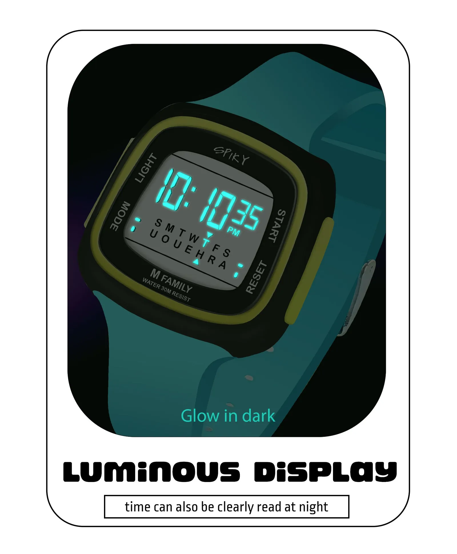 Spiky Unique Square Digital Watch for Kids - Blue