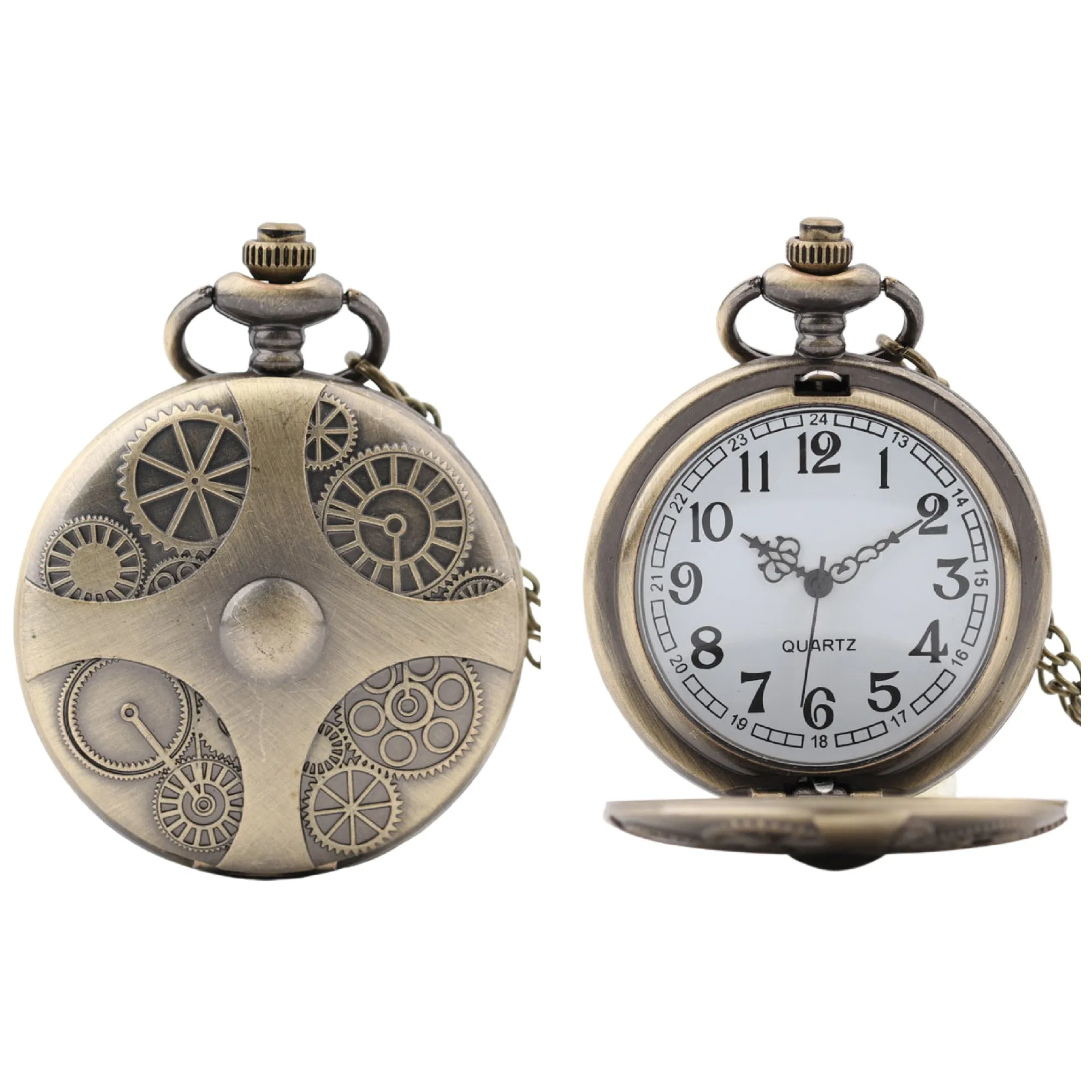 Steampunk Cog Dials Quartz Pocket Watch