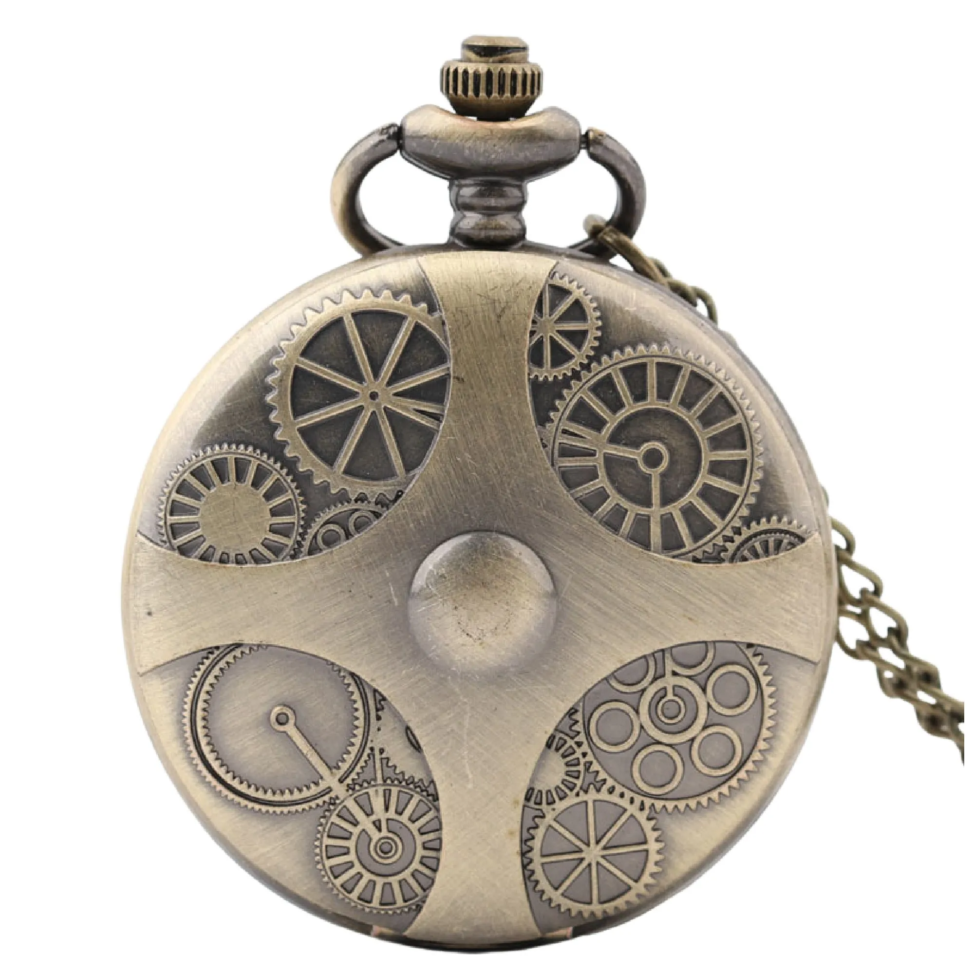 Steampunk Cog Dials Quartz Pocket Watch
