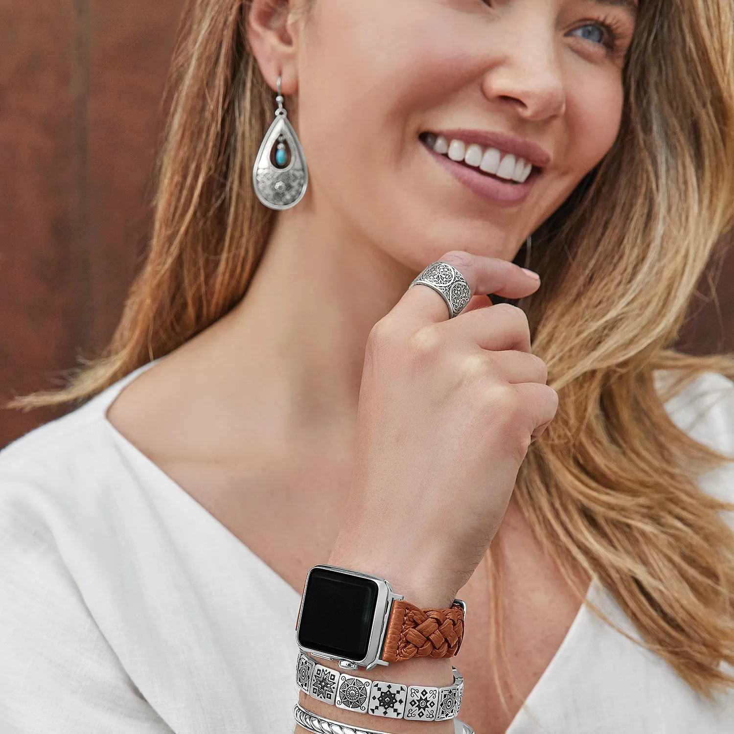 Sutton Braided Leather Watch Band Luggage