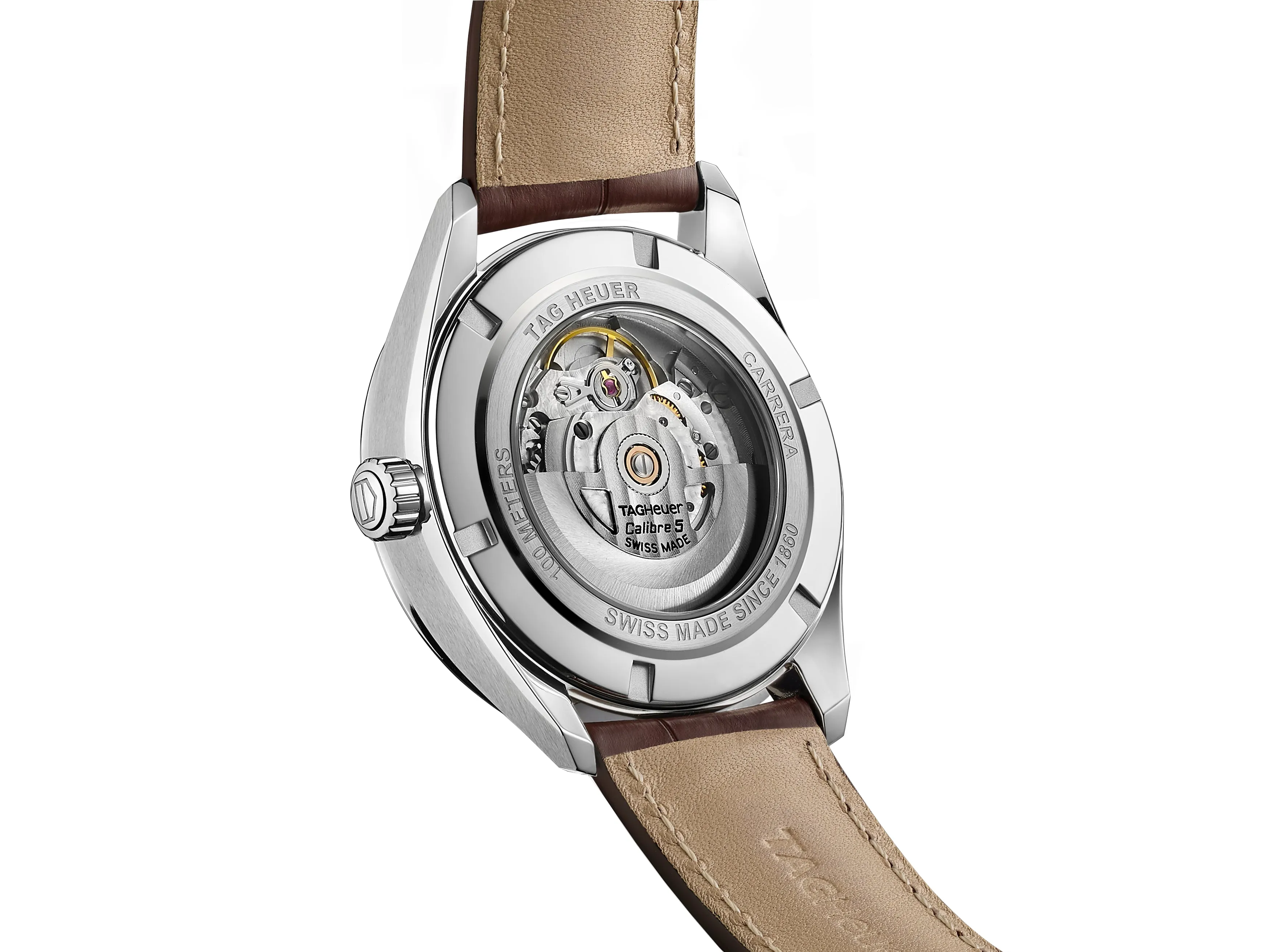 TAG Heuer Carrera Calibre 5 Automatic Men's Silver Dial & Leather Watch, 41mm