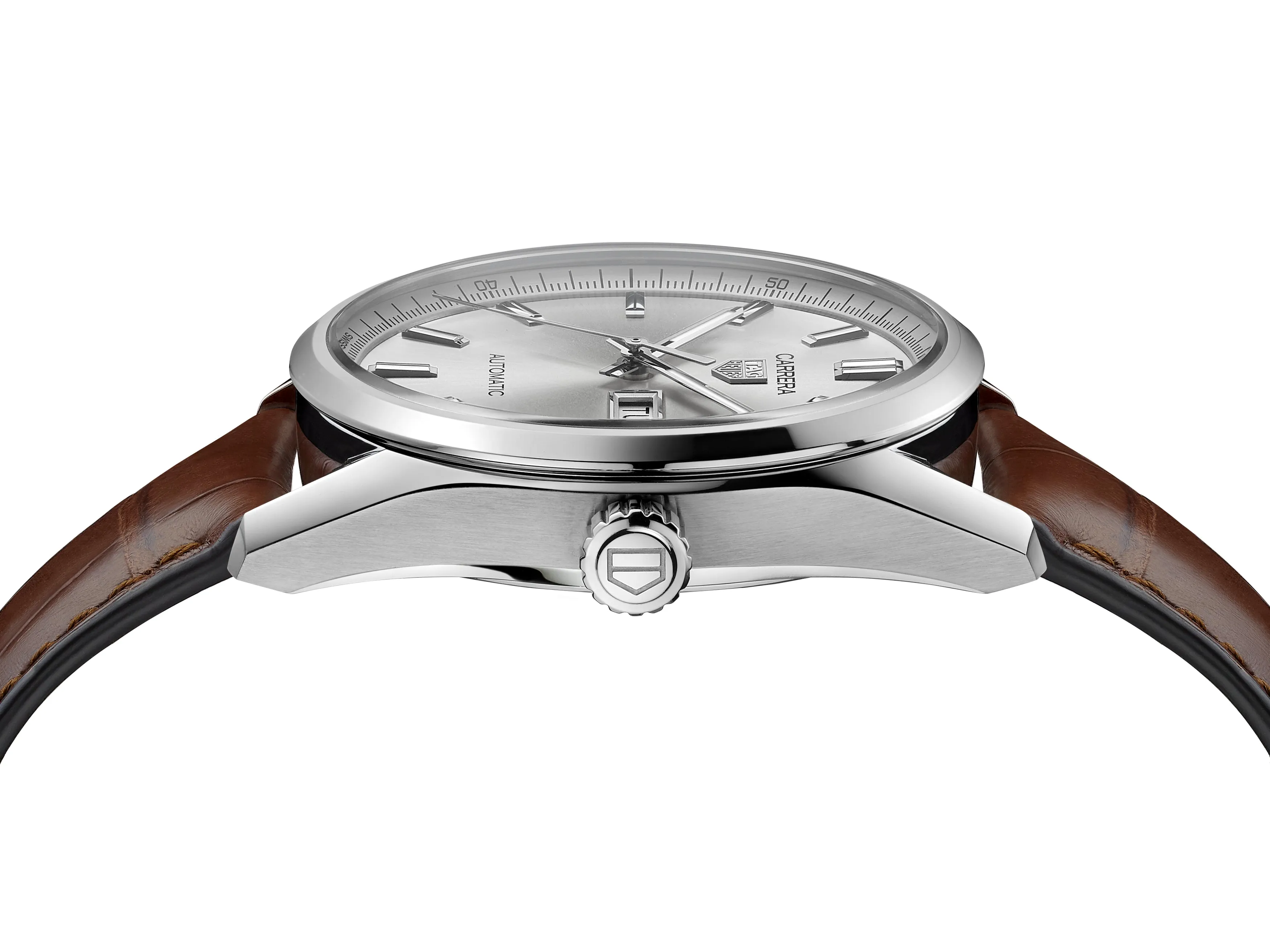 TAG Heuer Carrera Calibre 5 Automatic Men's Silver Dial & Leather Watch, 41mm