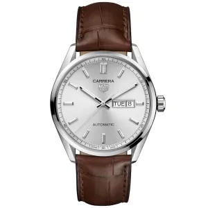 TAG Heuer Carrera Calibre 5 Automatic Men's Silver Dial & Leather Watch, 41mm