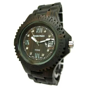 Tense Wood Women's Sport Sandalwood Wood Watch - Dark Bracelet - Dark Dial - L4100D
