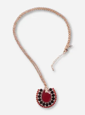 Texas Tech Gold Double T with Large Red Pendant on Gold Chain Necklace