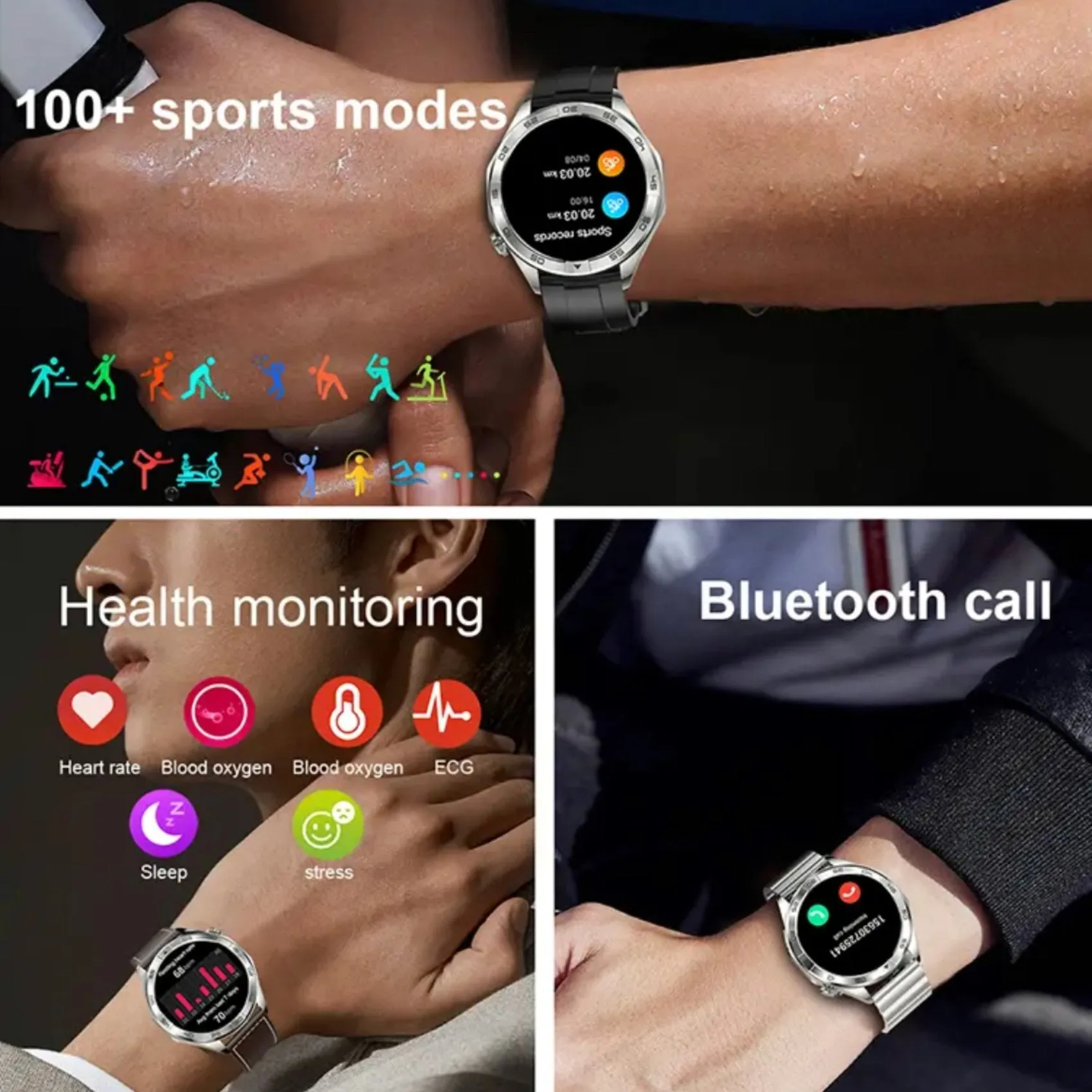 TUTT X105 Metal Case Men Smart Watch | 1.55'' Large HD Screen IP67 Tactical SmartWatch with BT Call Pedometer Sport Modes