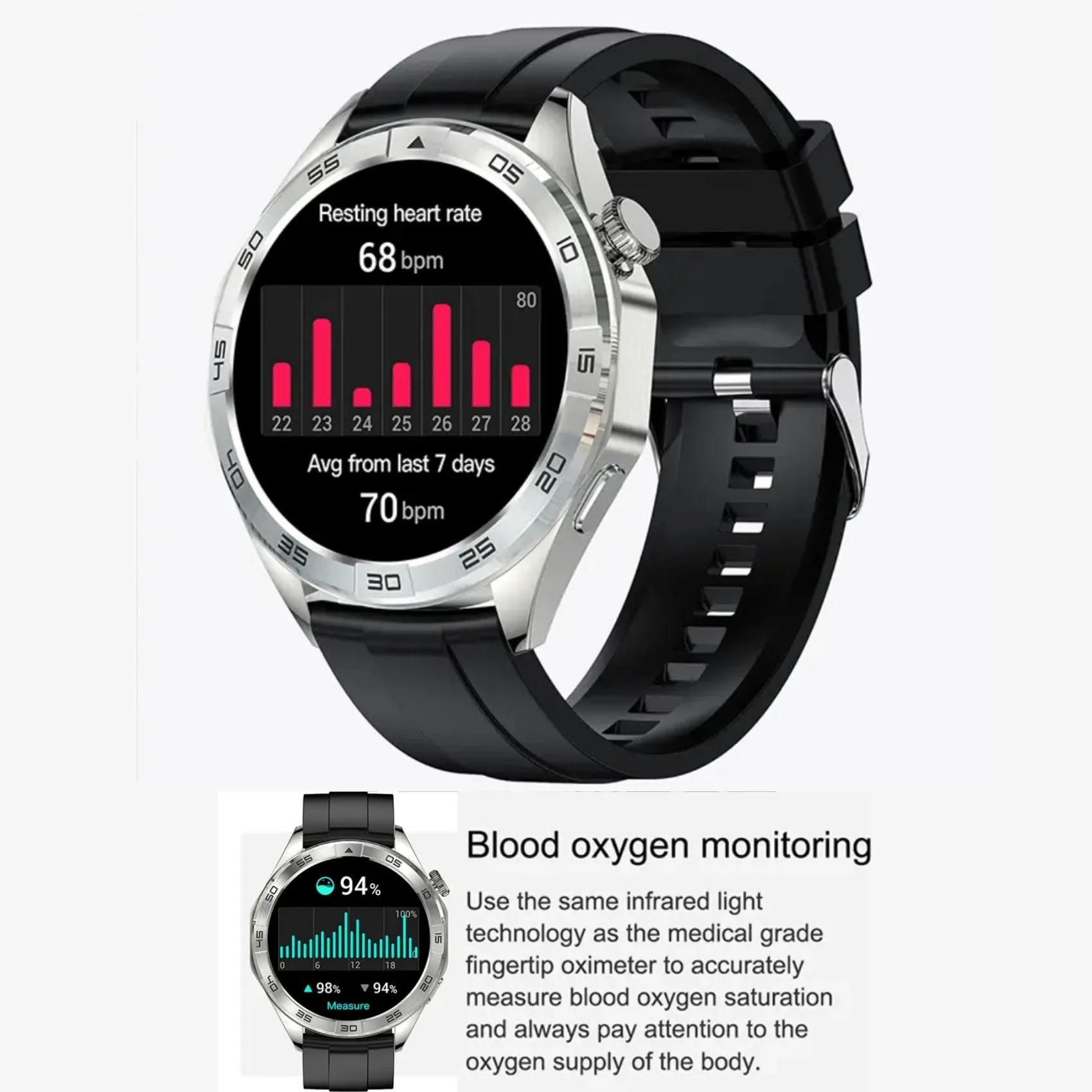 TUTT X105 Metal Case Men Smart Watch | 1.55'' Large HD Screen IP67 Tactical SmartWatch with BT Call Pedometer Sport Modes