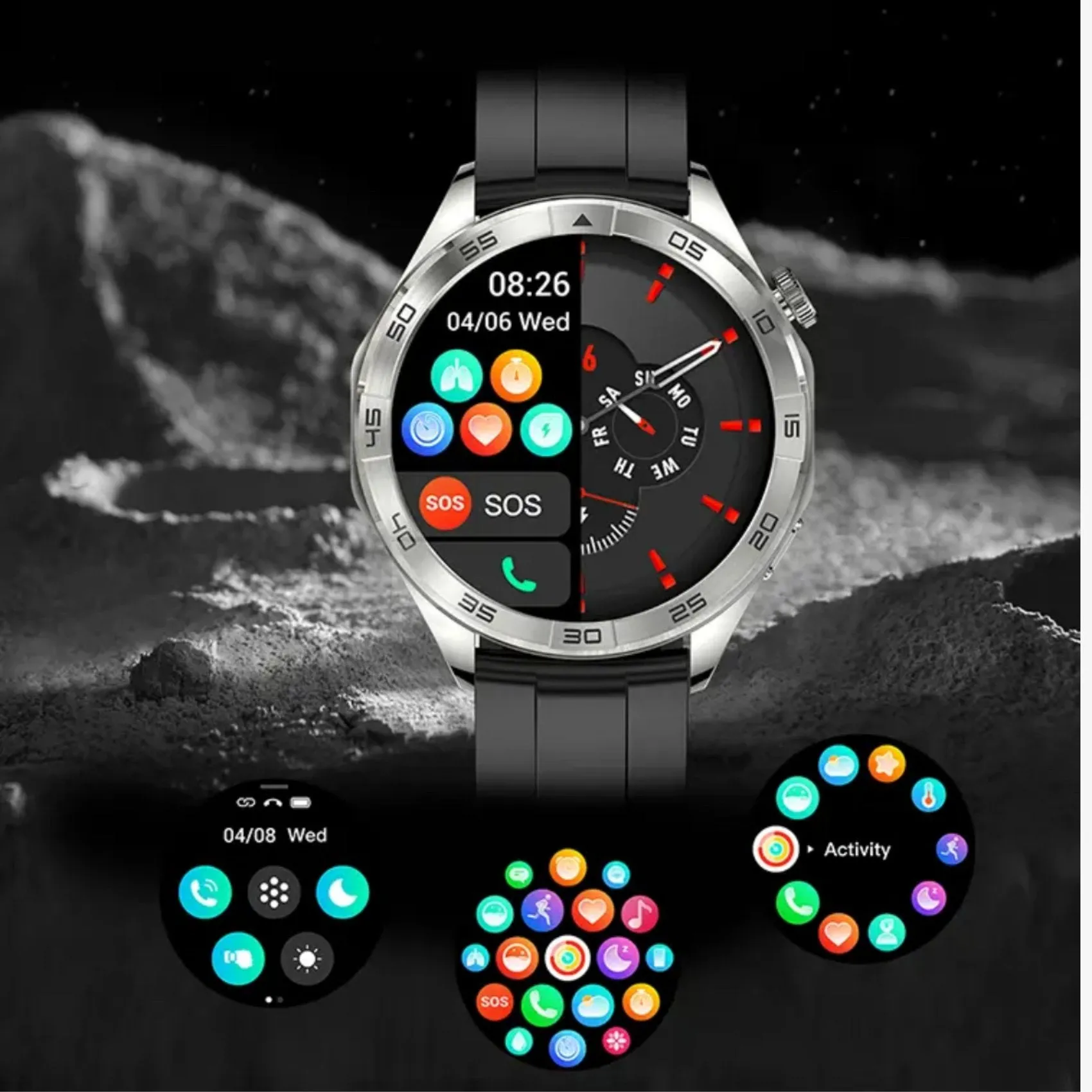 TUTT X105 Metal Case Men Smart Watch | 1.55'' Large HD Screen IP67 Tactical SmartWatch with BT Call Pedometer Sport Modes