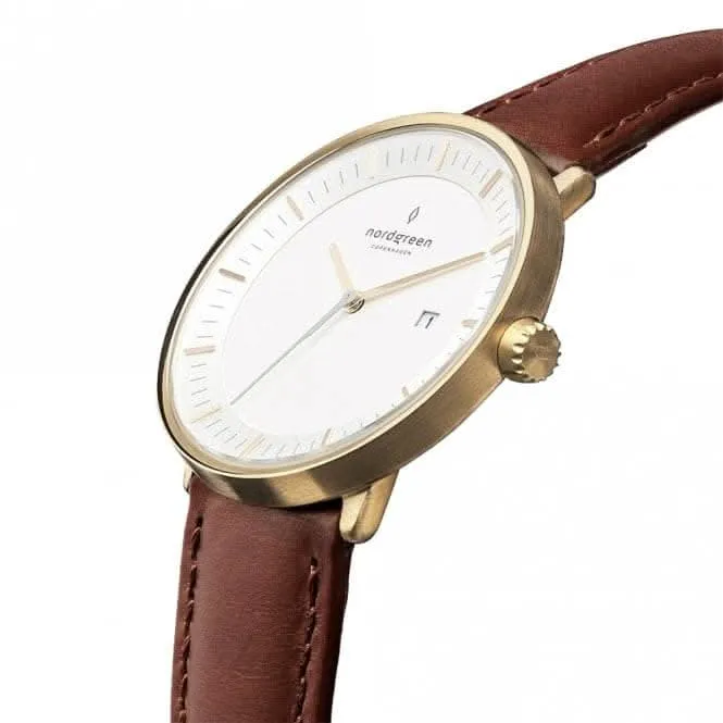 Unisex Philosopher Leather Gold 36mm Watch PH36GOLEDBXX