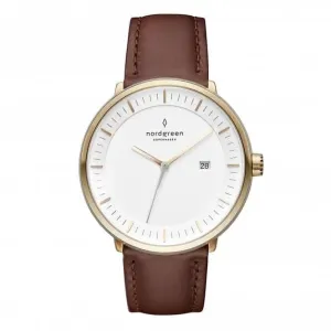 Unisex Philosopher Leather Gold 36mm Watch PH36GOLEDBXX