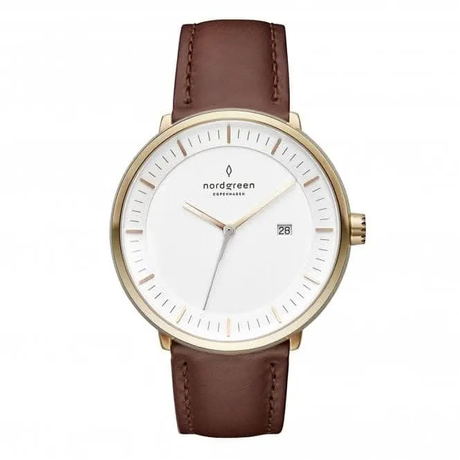 Unisex Philosopher Leather Gold 36mm Watch PH36GOLEDBXX