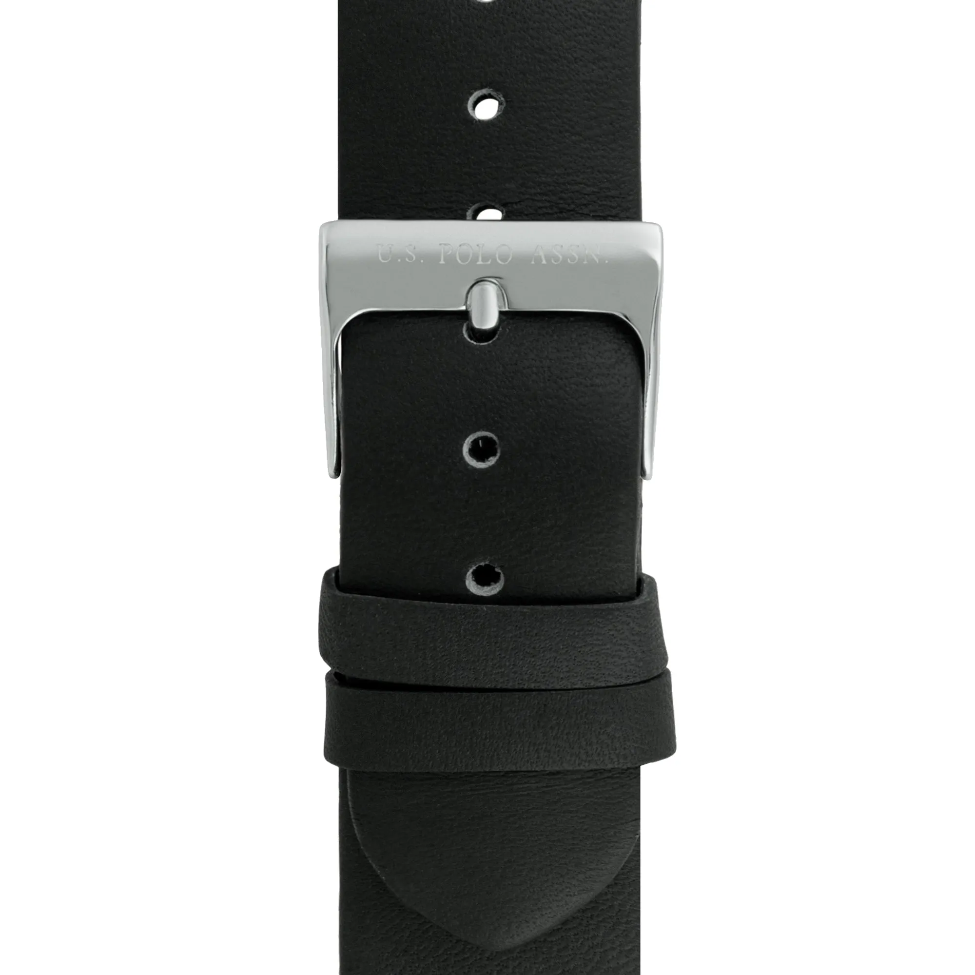 US POLO ASSN. MEN'S LEATHER BAND WITH PERSONALIZED S. STEEL BUCKLE