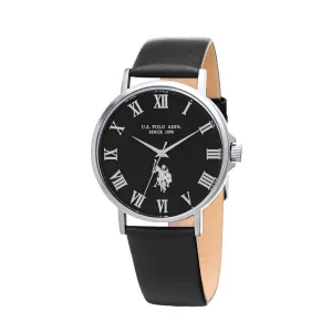 US POLO ASSN. MEN'S LEATHER BAND WITH PERSONALIZED S. STEEL BUCKLE