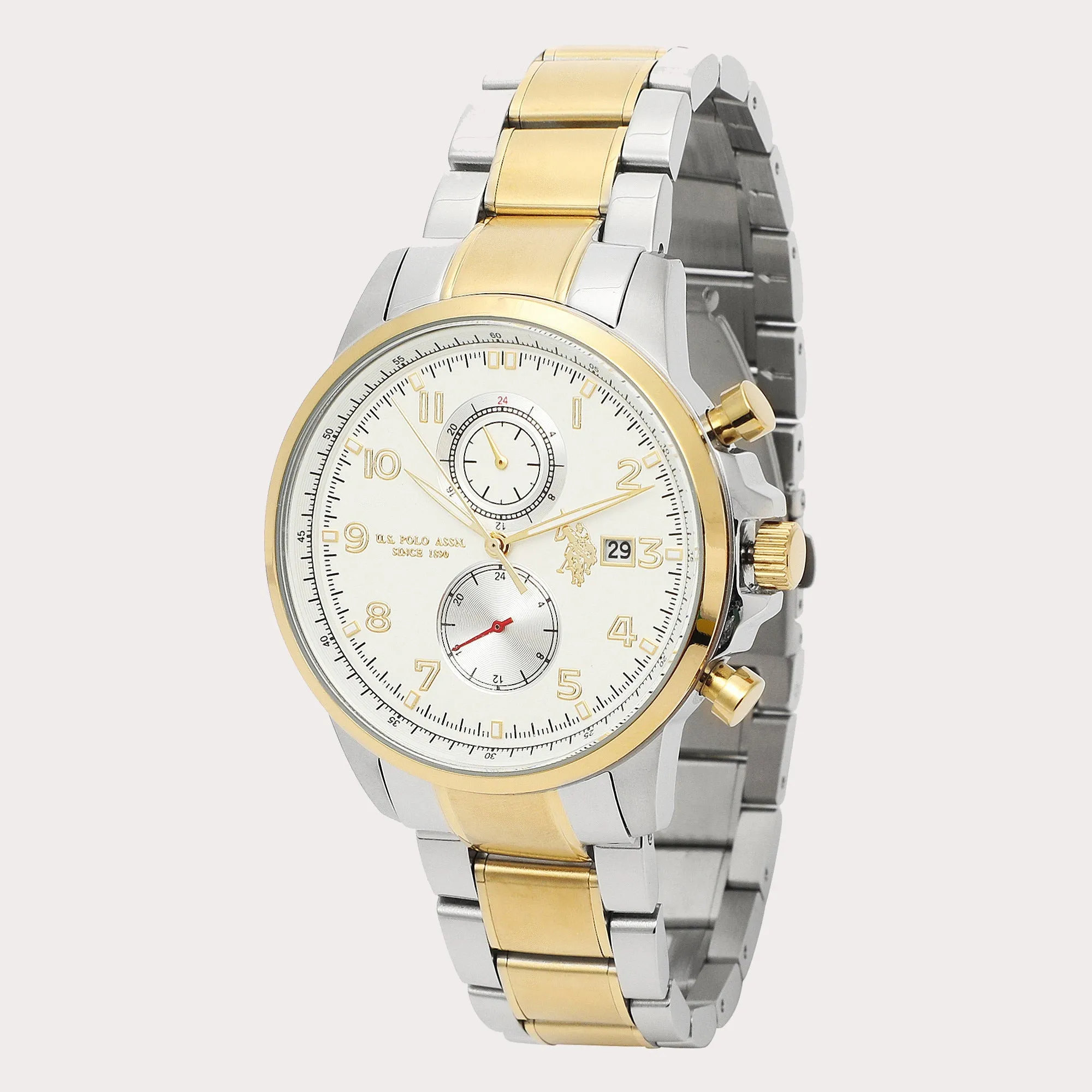 US POLO ASSN. MEN'S STAINLESS STEEL BAND & S.S. BUCKLE