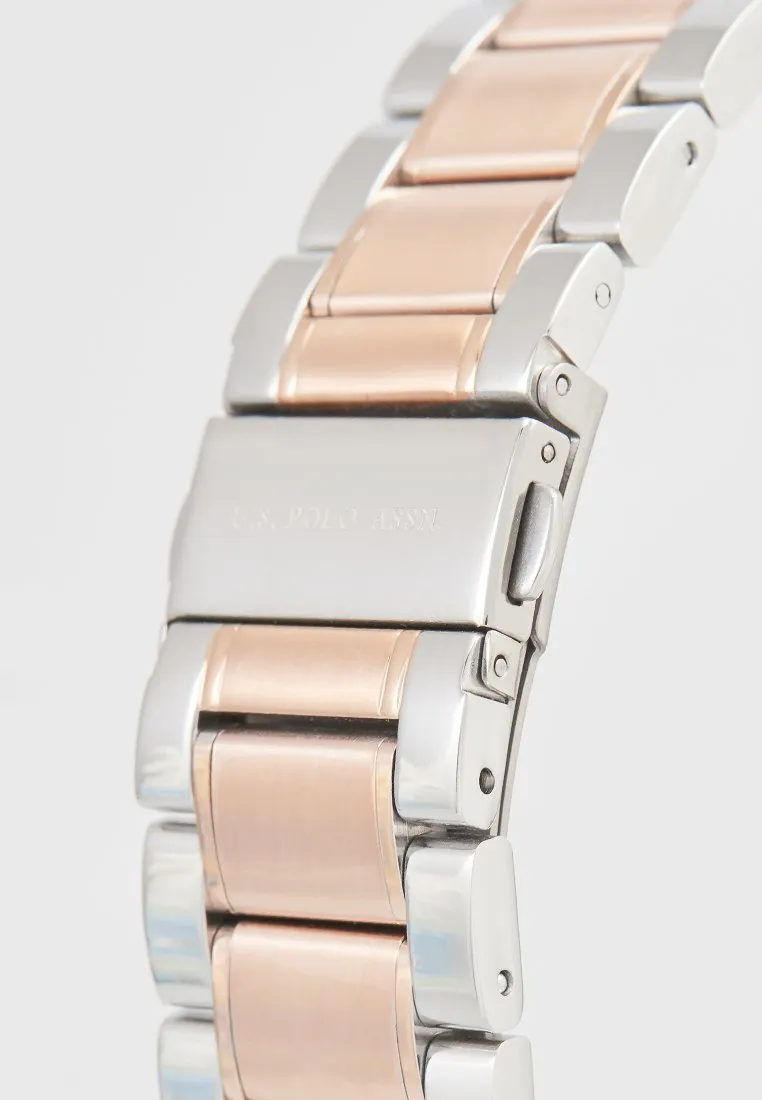 US POLO ASSN. MEN'S STAINLESS STEEL BAND & S.S. BUCKLE