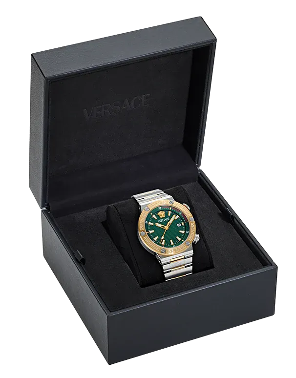 Versace Two Tone Greca Logo Diver Watch