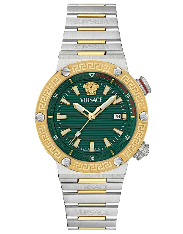 Versace Two Tone Greca Logo Diver Watch