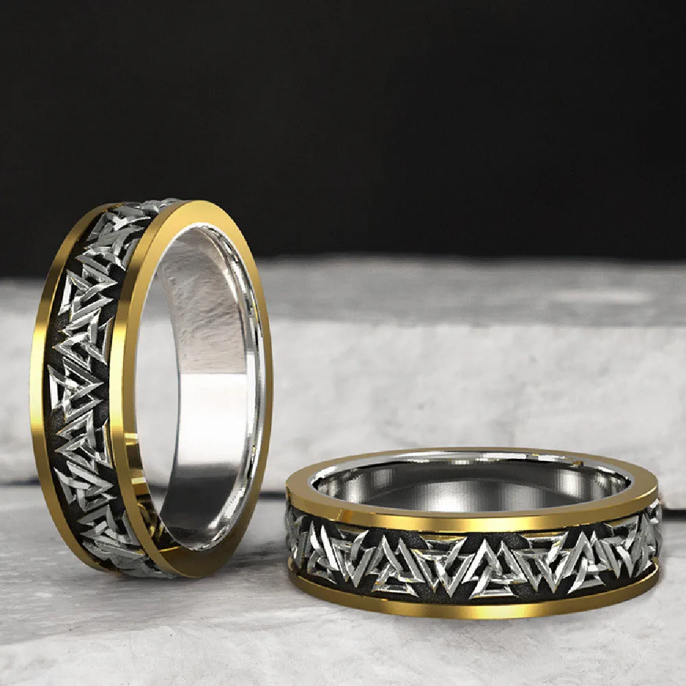 Viking Knot Silver Set Bronze Ring