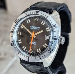WALTHAM Self-Winding Skindiver Wristwatch Vintage Watch 17 Jewels Date Indicator