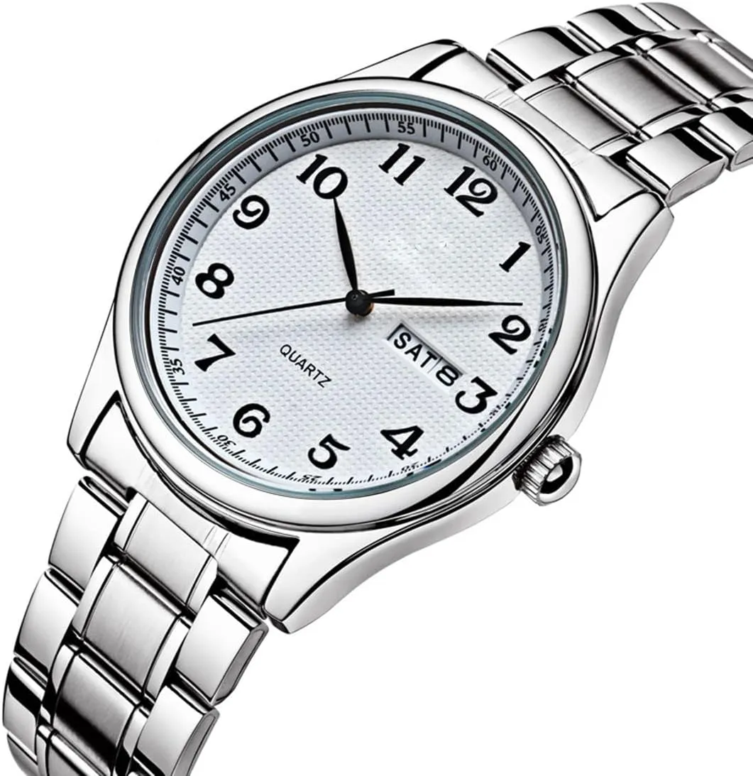 Watches Men/Women Easy to Read The dial Quartz Wrist Watches Classic Silver Stainless Steel Waterproof Business Dress Wrist Watch
