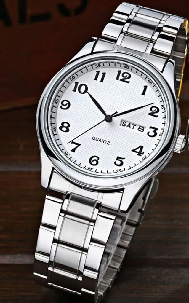 Watches Men/Women Easy to Read The dial Quartz Wrist Watches Classic Silver Stainless Steel Waterproof Business Dress Wrist Watch