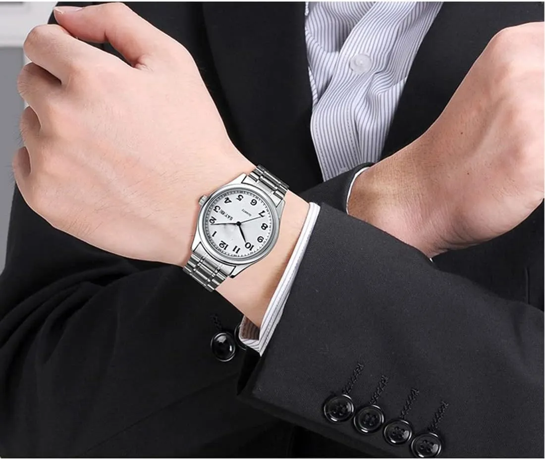 Watches Men/Women Easy to Read The dial Quartz Wrist Watches Classic Silver Stainless Steel Waterproof Business Dress Wrist Watch