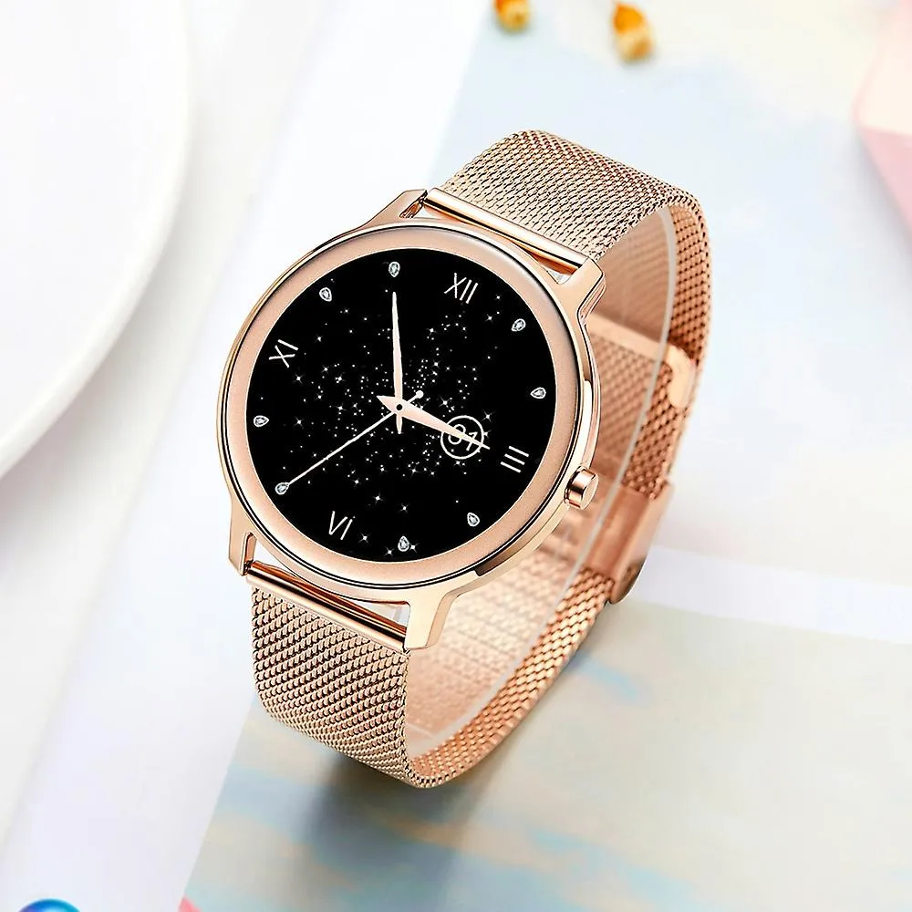 Watches super slim fashion women smart watch touch round screen smartwatch smart watches mesh rosegold