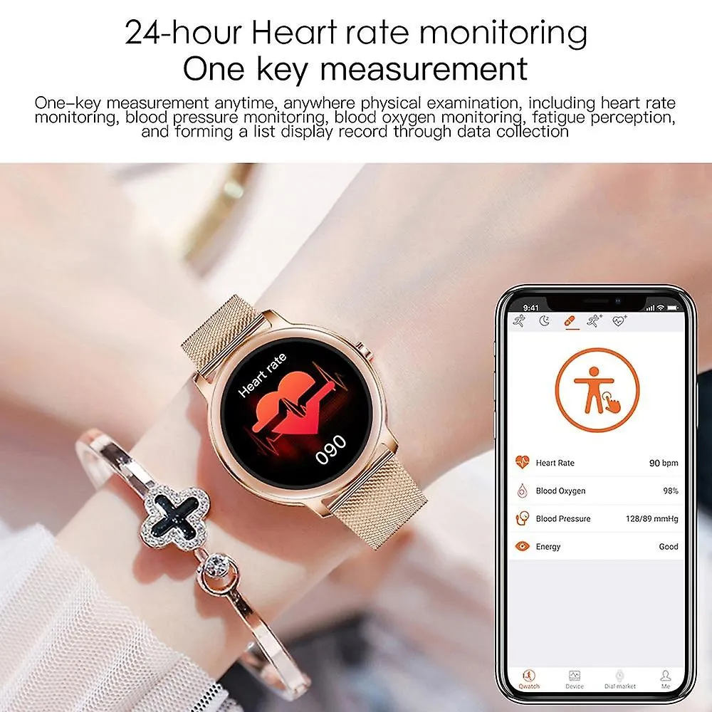 Watches super slim fashion women smart watch touch round screen smartwatch smart watches mesh rosegold