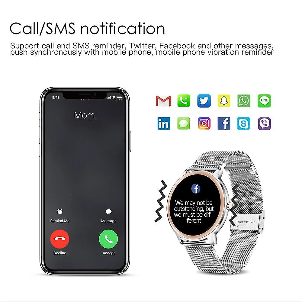Watches super slim fashion women smart watch touch round screen smartwatch smart watches mesh rosegold