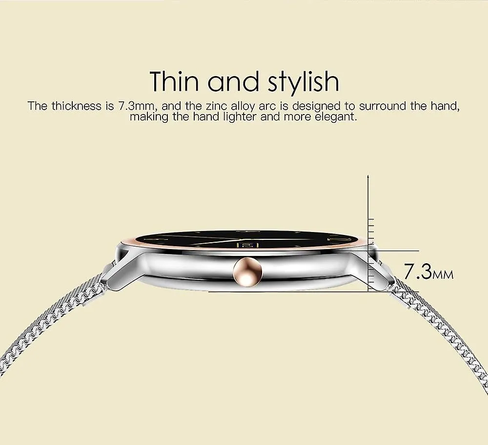 Watches super slim fashion women smart watch touch round screen smartwatch smart watches mesh rosegold
