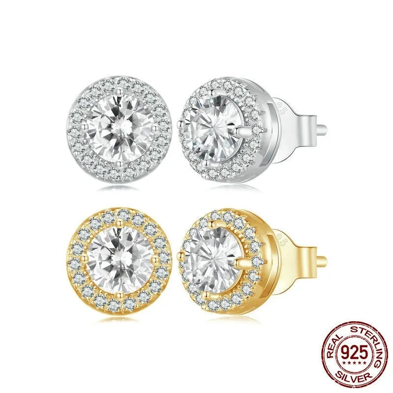 White Gold Plated Stud Earrings