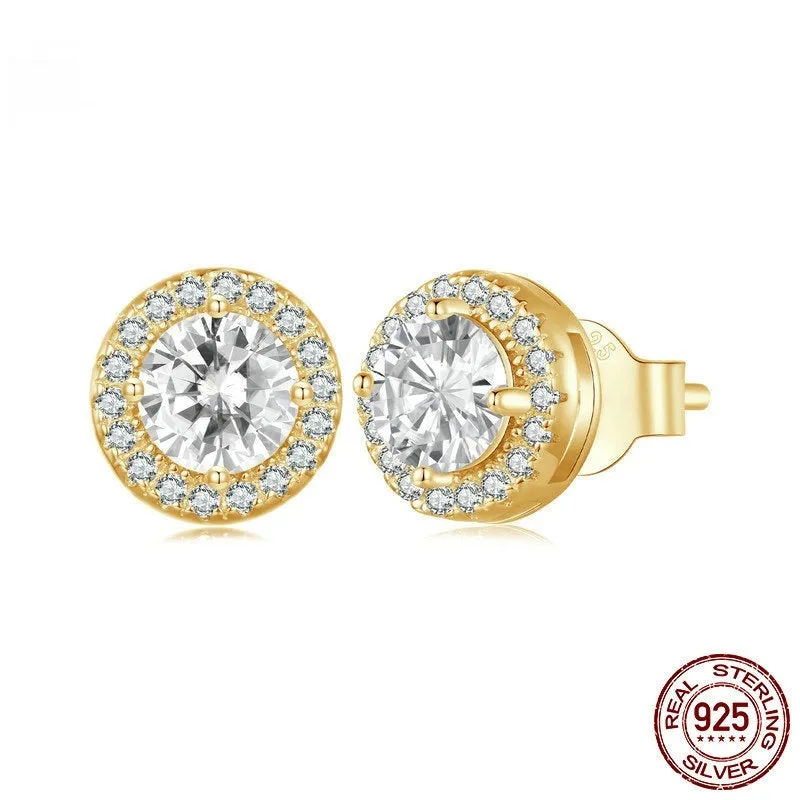 White Gold Plated Stud Earrings