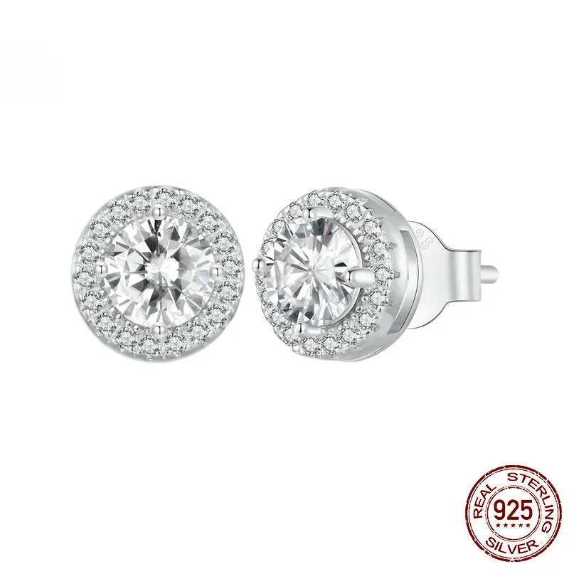 White Gold Plated Stud Earrings