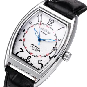 WINNER Rectangular Mechanical Watch Men's Automatic Leather Belt Fashion Personality Men's Watch