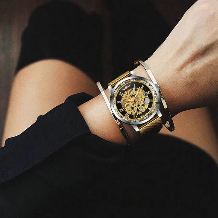 WINNER Watches Hand-wind Mechanical Watch Men Crystal Unisex Couple Wristwatch