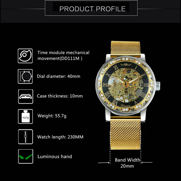 WINNER Watches Hand-wind Mechanical Watch Men Crystal Unisex Couple Wristwatch
