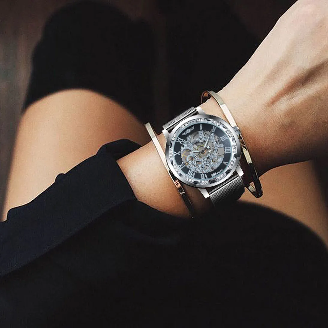 WINNER Watches Hand-wind Mechanical Watch Men Crystal Unisex Couple Wristwatch
