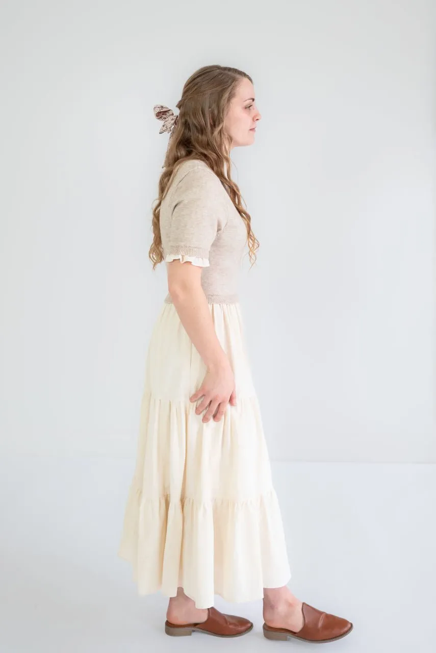 Winslow Sweater Tiered Dress in Natural - FINAL SALE