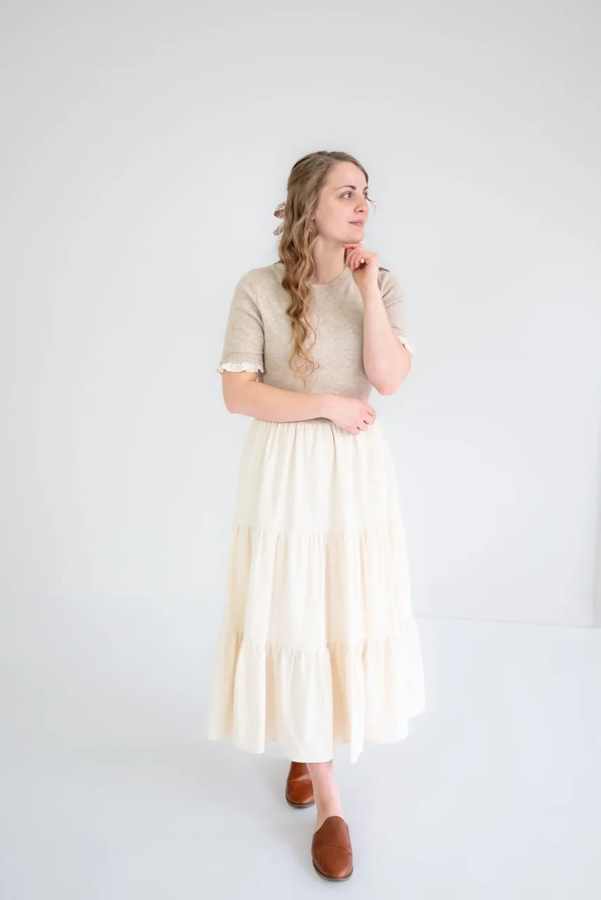 Winslow Sweater Tiered Dress in Natural - FINAL SALE