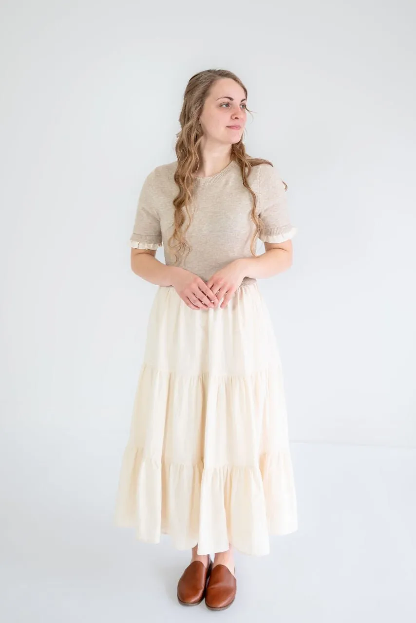 Winslow Sweater Tiered Dress in Natural - FINAL SALE