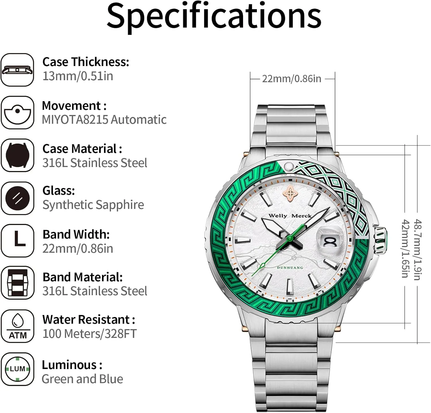 WM Watch - WM001 Dive Watch 42mm Automatic Watch MIYOTA8215 Mechanical Watch 10ATM Luxury Watches for Men