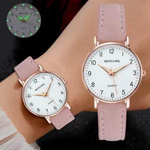 Women's Simple Leather Quartz Wristwatch